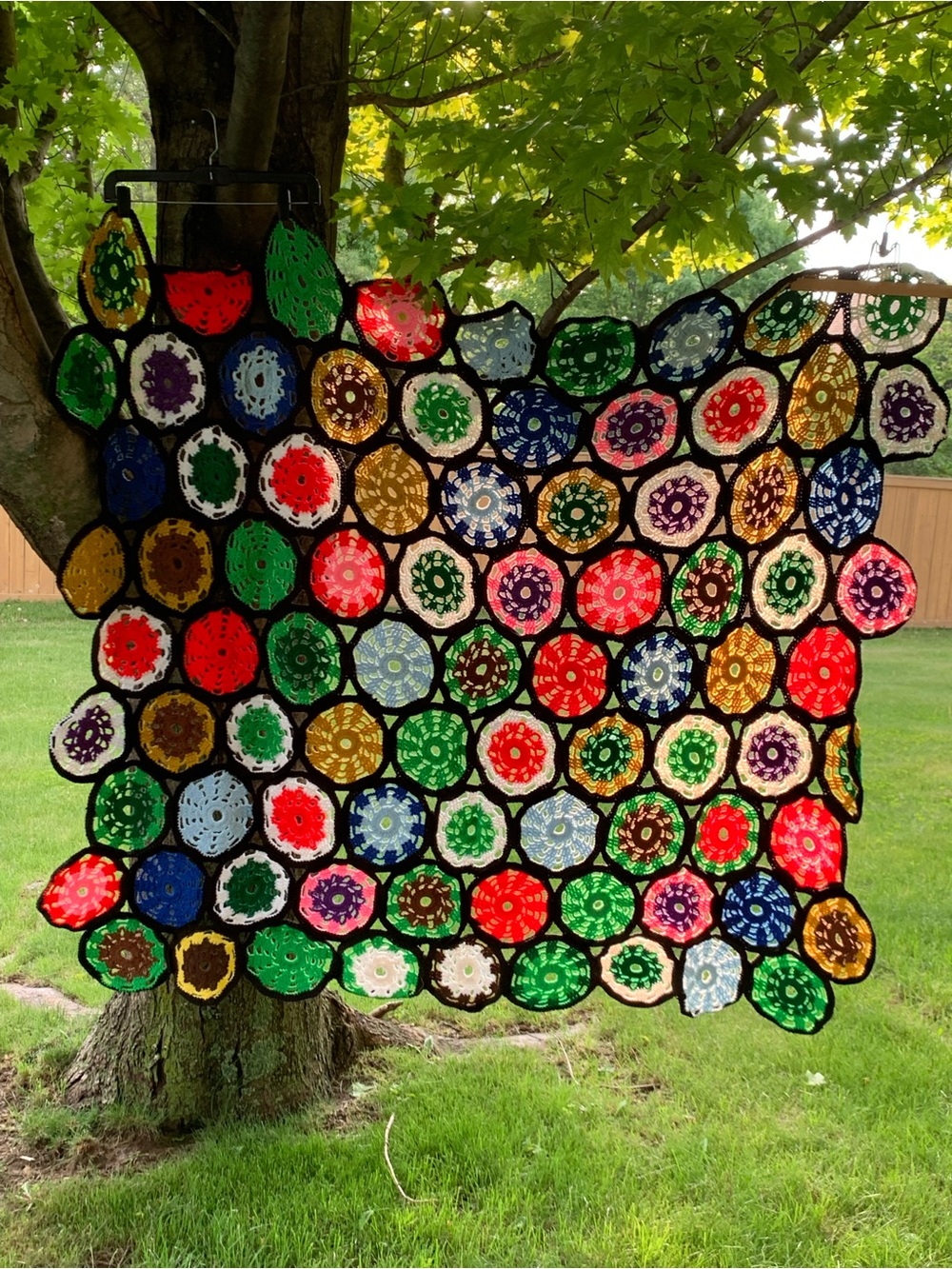 Vintage Handmade Multicolor Granny Crochet Boho Afghan 47”x 62”